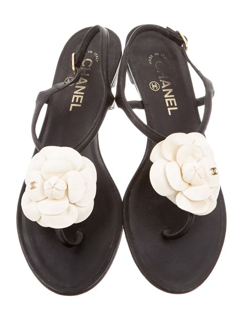 chanel camellia shoes black|sz 10 Chanel camellia sandals.